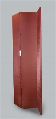 Lot 148 - Burgundy Silk Three-Panel Screen Height 8 feet...