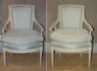 Lot 400 - Set of Eight Louis XVI White Painted Fauteuils...