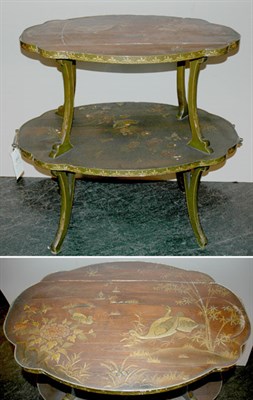 Lot 3281 - Chinoiserie Decorated Lacquered Two Tier Side...