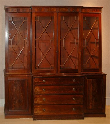 Lot 1535 - George III Mahogany Breakfront Bookcase Early...