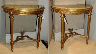 Lot 293 - Pair of Neoclassical Style Onyx Top Gilt-Wood...