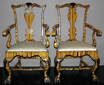 Lot 192 - Pair of Georgian Style Faux Painted Armchairs