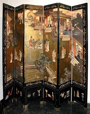 Lot 132 - Japanese Coromandel Six-Panel Screen Height 7...