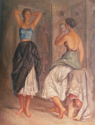 Lot 73 - Manuel Romero b. 1943 In the Boudoir Signed...