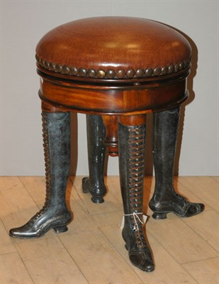 Lot 499 - Victorian Style Patinated Metal Boot-Form...