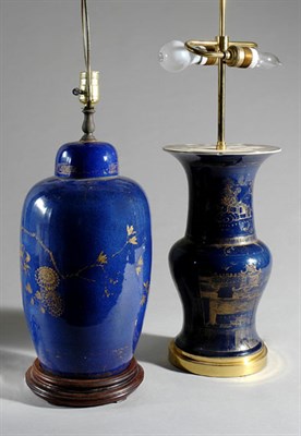 Lot 323 - Two Chinese Gilt Decorated Powder Blue...