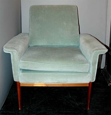 Lot 202 - Green Velvet Upholstered Lounge Chair