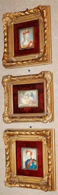 Lot 483 - Three French Portrait Miniatures in Gilt Frames