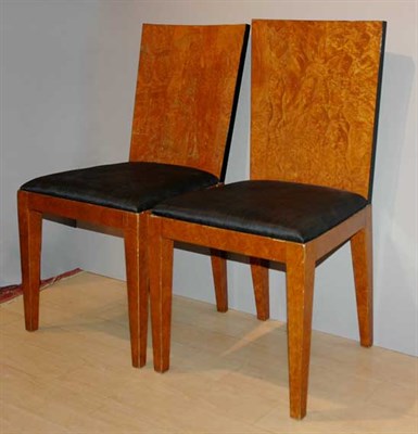 Lot 3314 - Pair of Art Deco Burl-Wood Side Chairs Each...