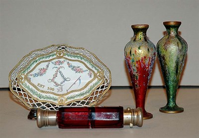 Lot 322 - Pair of Limoges Style Enamel Vases; Together...