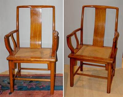 Lot 130 - Pair of Asian Style Mahogany Armchairs