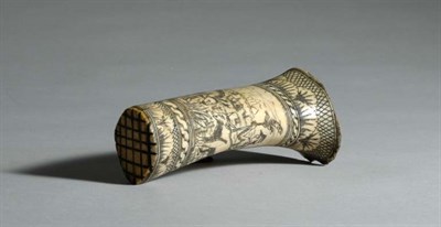 Lot 266 - Continental Carved Bone Powder Horn Decorated...
