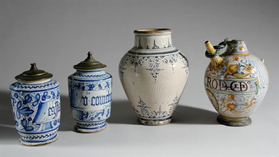 Lot 228 - Four Italian Maiolica Articles 18th Century...