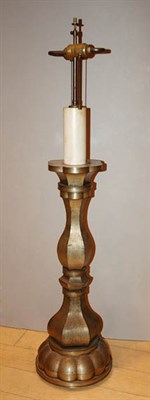 Lot 131 - Patinated-Metal Baluster-Form Two-Light Lamp...