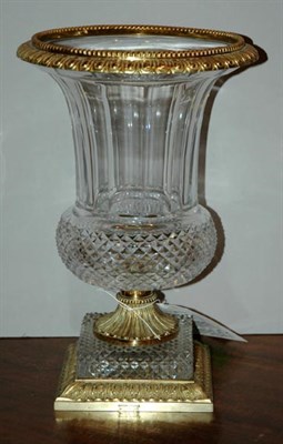 Lot 543 - Baccarat Style Gilt-Metal Mounted Glass Urn...