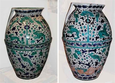 Lot 4184 - Pair of Italian Majolica Urns 20th Century...