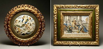 Lot 4415 - Two Italian Majolica Framed Wall Plaques 20th...