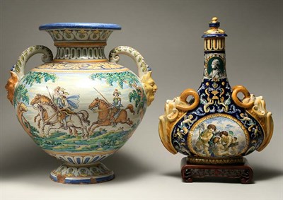 Lot 4365 - Italian Majolica Two-Handle Urn and Covered...