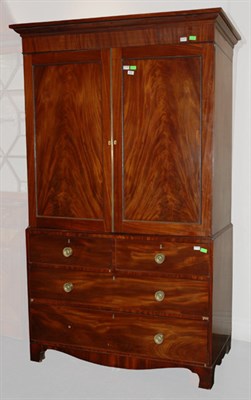 Lot 3566 - George III Style Mahogany Linen Press Height 7...