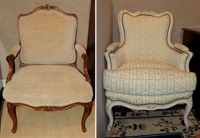 Lot 217 - Louis XV Style Painted Bergere; Together with...