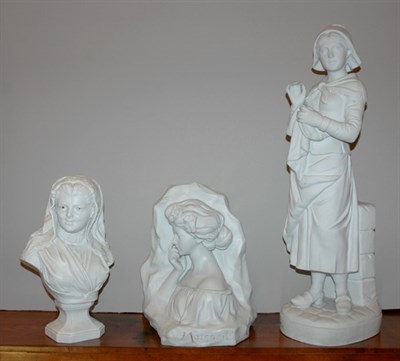 Lot 222 - Two Bisque Porcelain Busts of Young Women;...