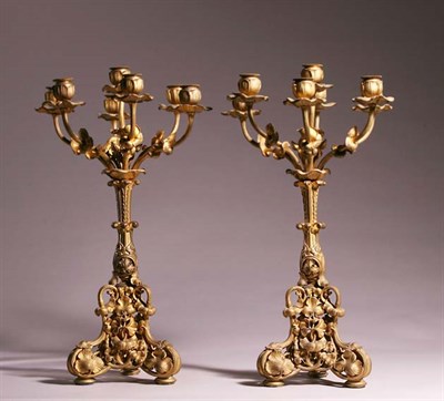 Lot 3312 - Pair of Art Nouveau Gilt-Bronze Seven-Light...