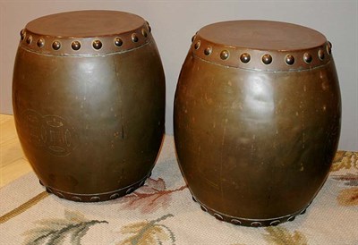 Lot 281 - Pair of Patinated-Metal Garden Seats Height 15...