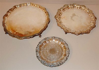 Lot 401 - Seven Georgian Style Silver Plated Footed Salvers