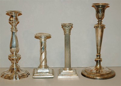 Lot 415 - Four Pairs of Silver Plated Candlesticks...