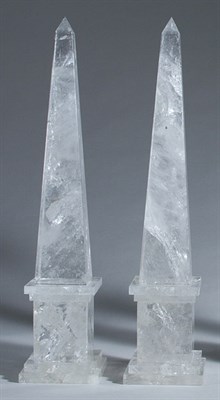 Lot 3394 - Pair of Rock Crystal Obelisks Height 21 inches.