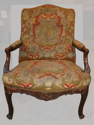 Lot 360 - Louis XIV Style Needlepoint Upholstered Armchair