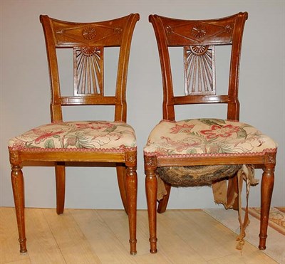 Lot 372 - Pair of Continental Fruitwood Side Chairs
