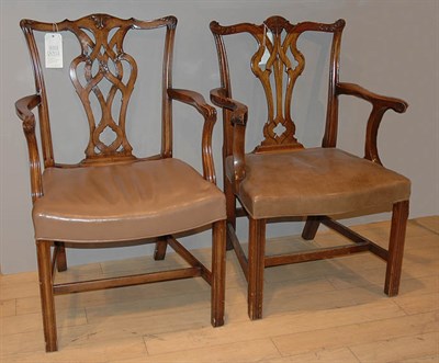 Lot 460 - Set of Six Georgian Style Fruitwood Side Chairs