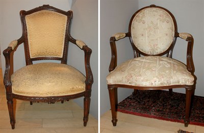 Lot 480 - Two Louis XVI Style Walnut Fauteuils