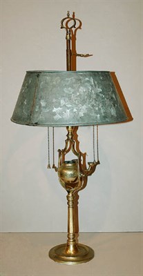 Lot 519 - Brass Two-Light Lamp with Metal Shade