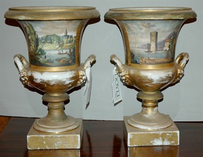 Lot 479 - Pair of Paris Porcelain Urns Mid 19th century...