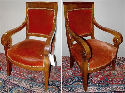 Lot 3236 - Pair of Restauration Style Upholstered Walnut...