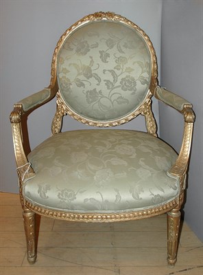 Lot 607 - Louis XVI Style Gilt-Wood Fauteuil