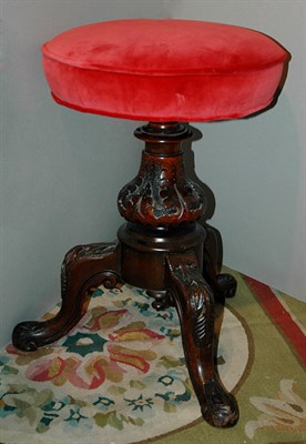 Lot 574A - Victorian Upholstered Mahogany Piano Stool...