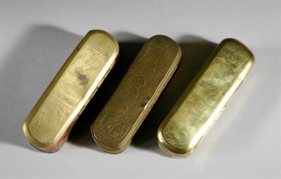 Lot 390 - Three Dutch Brass Snuff Boxes 18th Century...