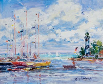 Lot 1089 - Georges Yoldjoglou French, b. 1935 Voiliers a...