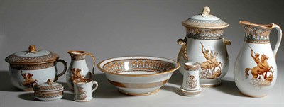 Lot 3190 - English Pottery Dressing Set Including a...