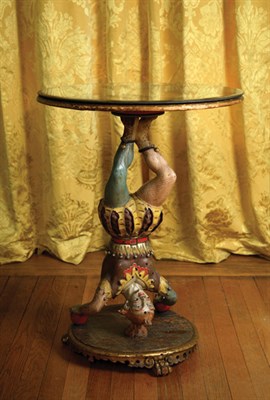 Lot 212 - Continental Polychrome Decorated Side Table...