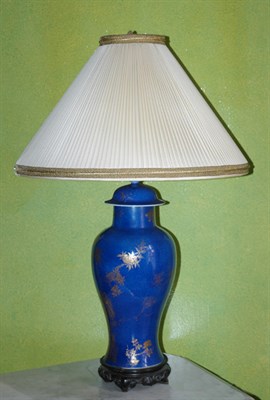 Lot 193 - Chinese Gilt Decorated Powder Blue Porcelain...