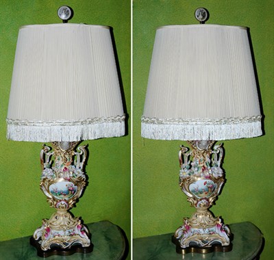 Lot 198 - Pair of Paris Porcelain Floral Decorated Vases...