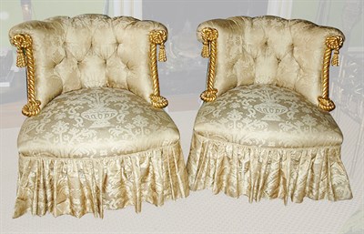 Lot 200 - Pair of Victorian Gilt-Wood and Tufted...