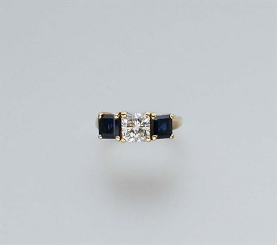 Lot 400 - Diamond and Sapphire Ring
