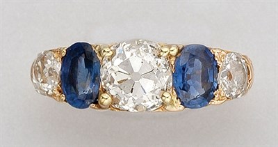 Lot 248 - Antique Gold, Diamond and Sapphire Ring