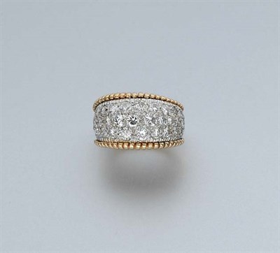 Lot 421 - Two-Color Gold and Diamond Bombe Ring