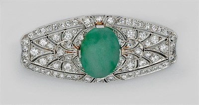 Lot 341 - Jade and Diamond Brooch